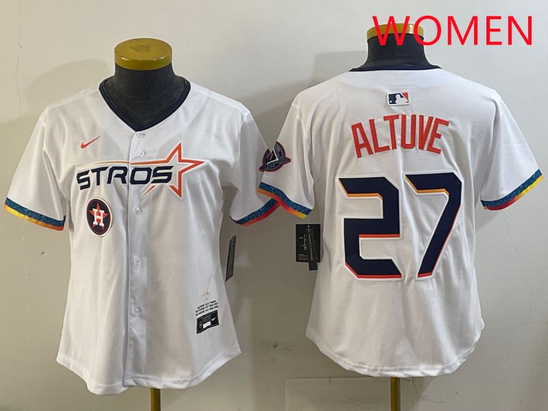 Women Houston Astros 27 Altuve White Fourth generation Joint Name 2025 Nike MLB Jersey style 7